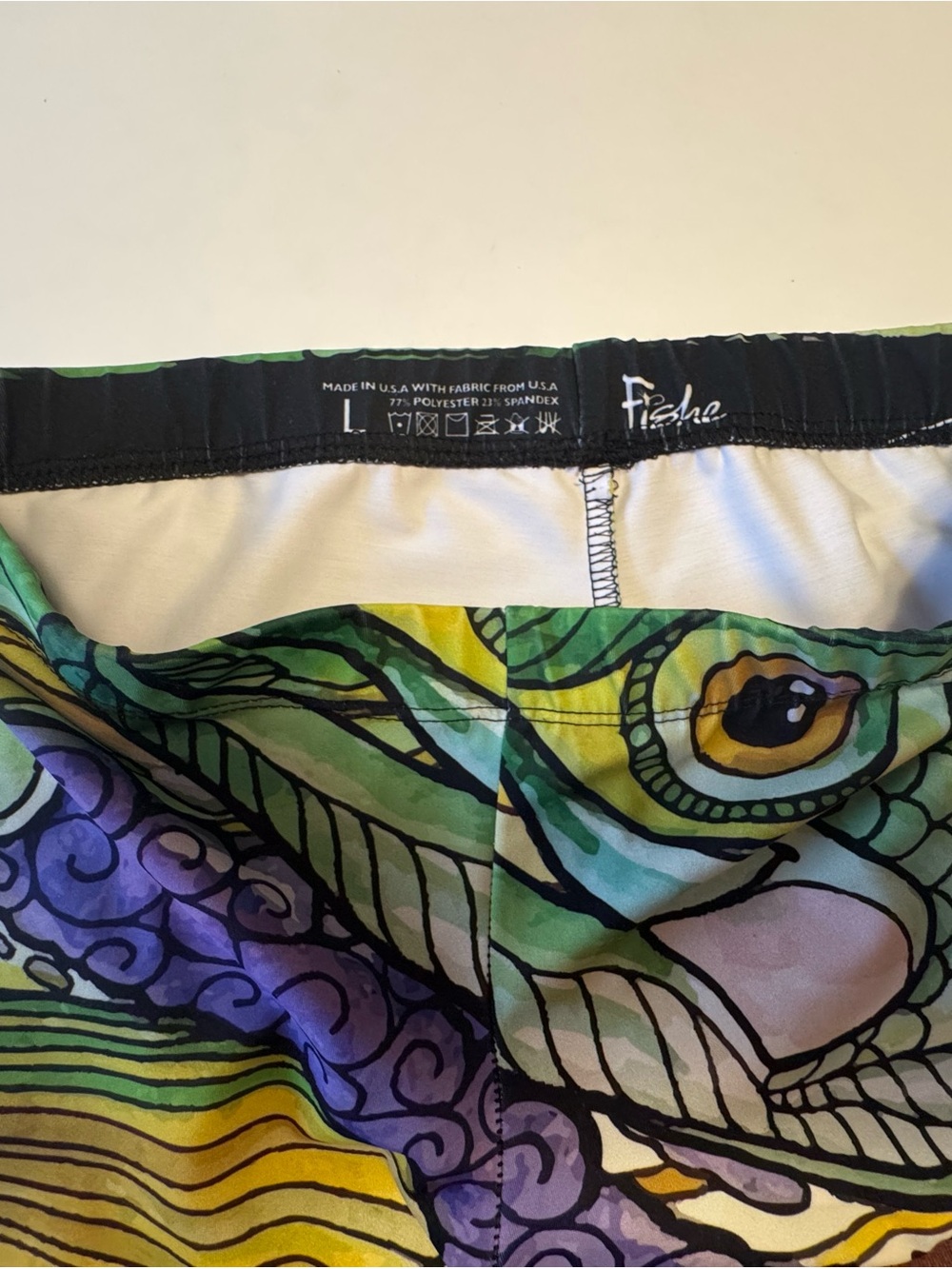 Fishe Multicolor Printed Stretch Leggings - Green & Purple - Basstastic